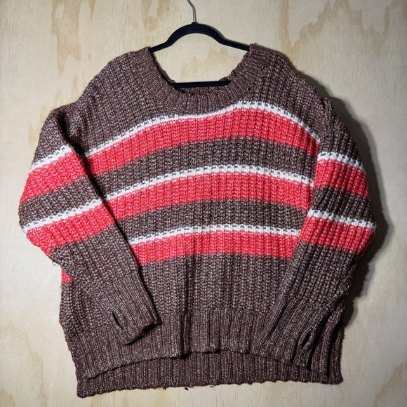 Sweaters - OFFLINE by Aerie Striped Ribbed Knit Crewneck Sweater Women’s Size M Chunky Cozy